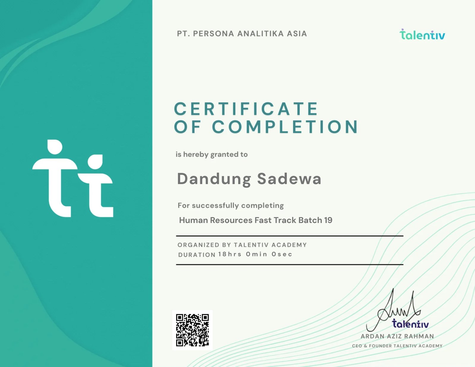 Human Resources Fast Track Batch 19