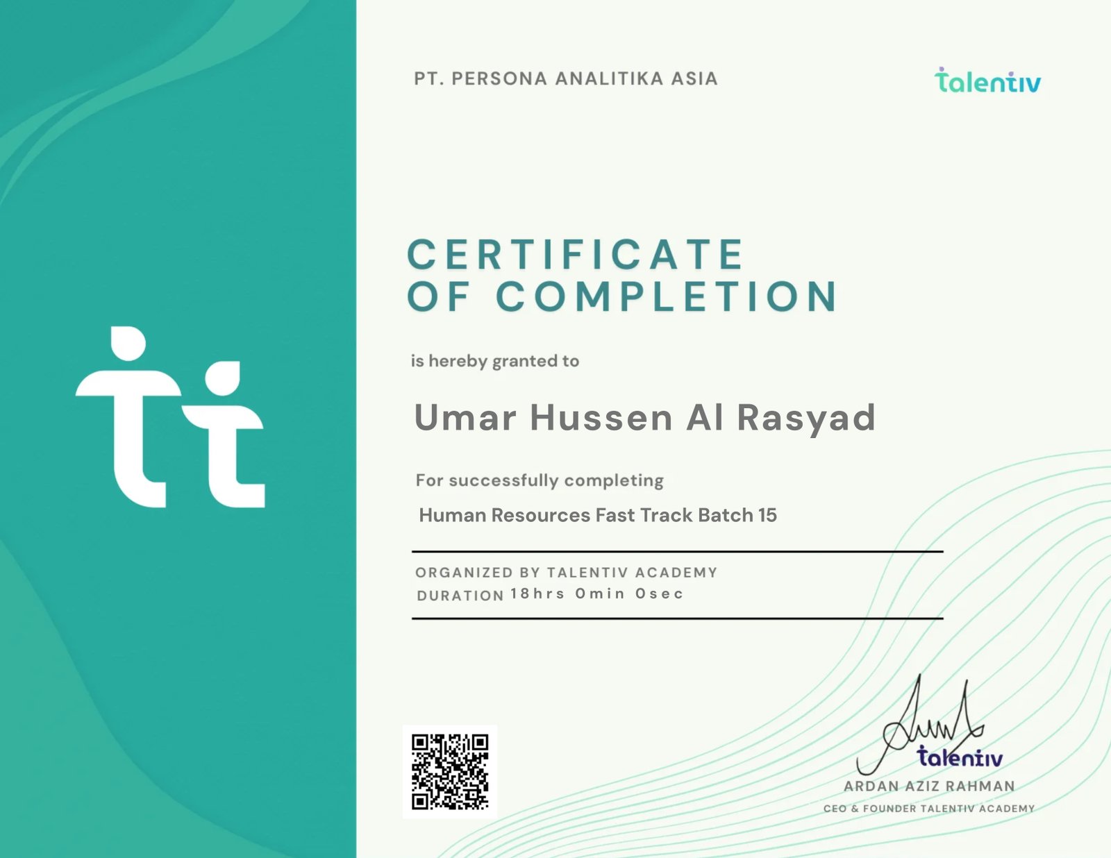 Human Resources Fast Track Batch 15