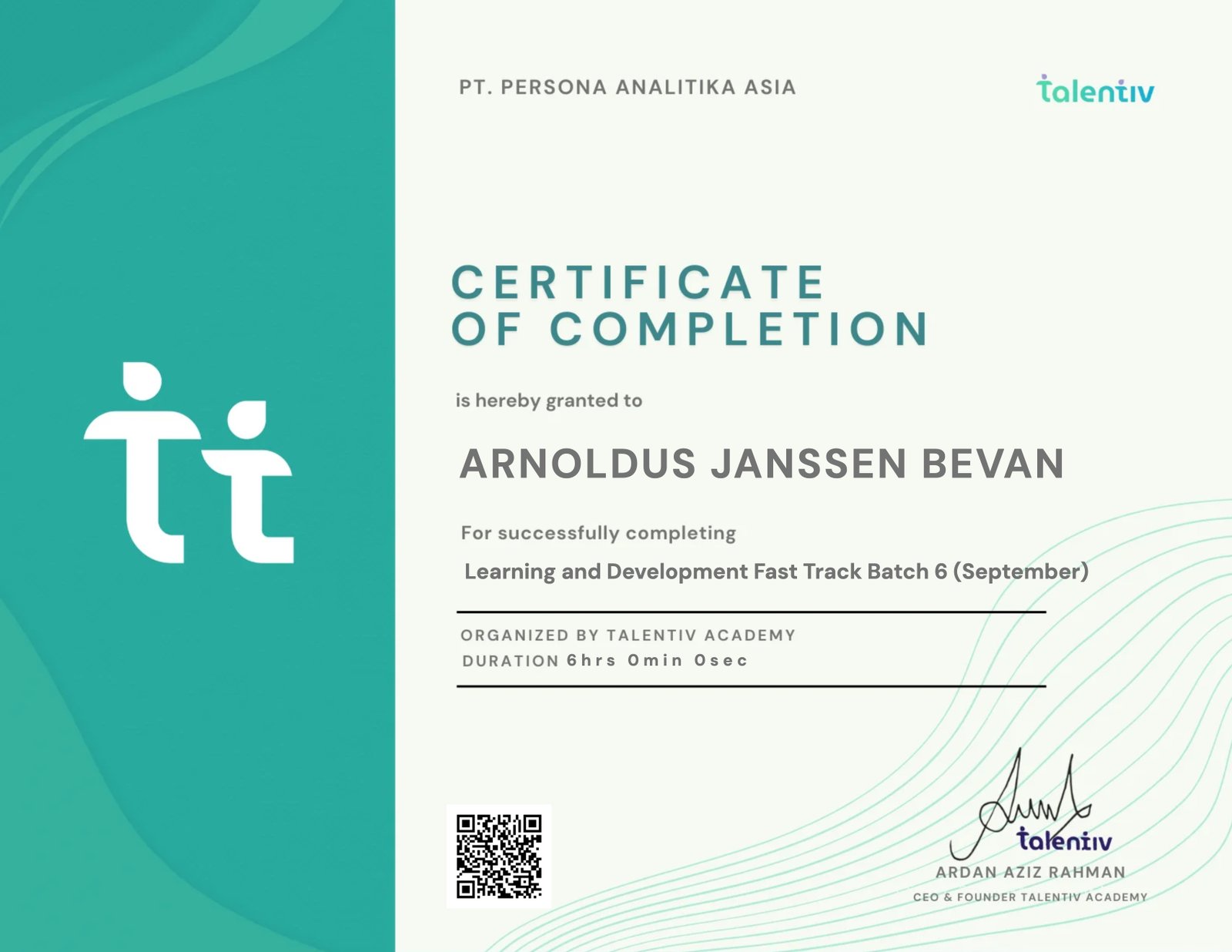 Learning and Development Fast Track Batch 6 (September)