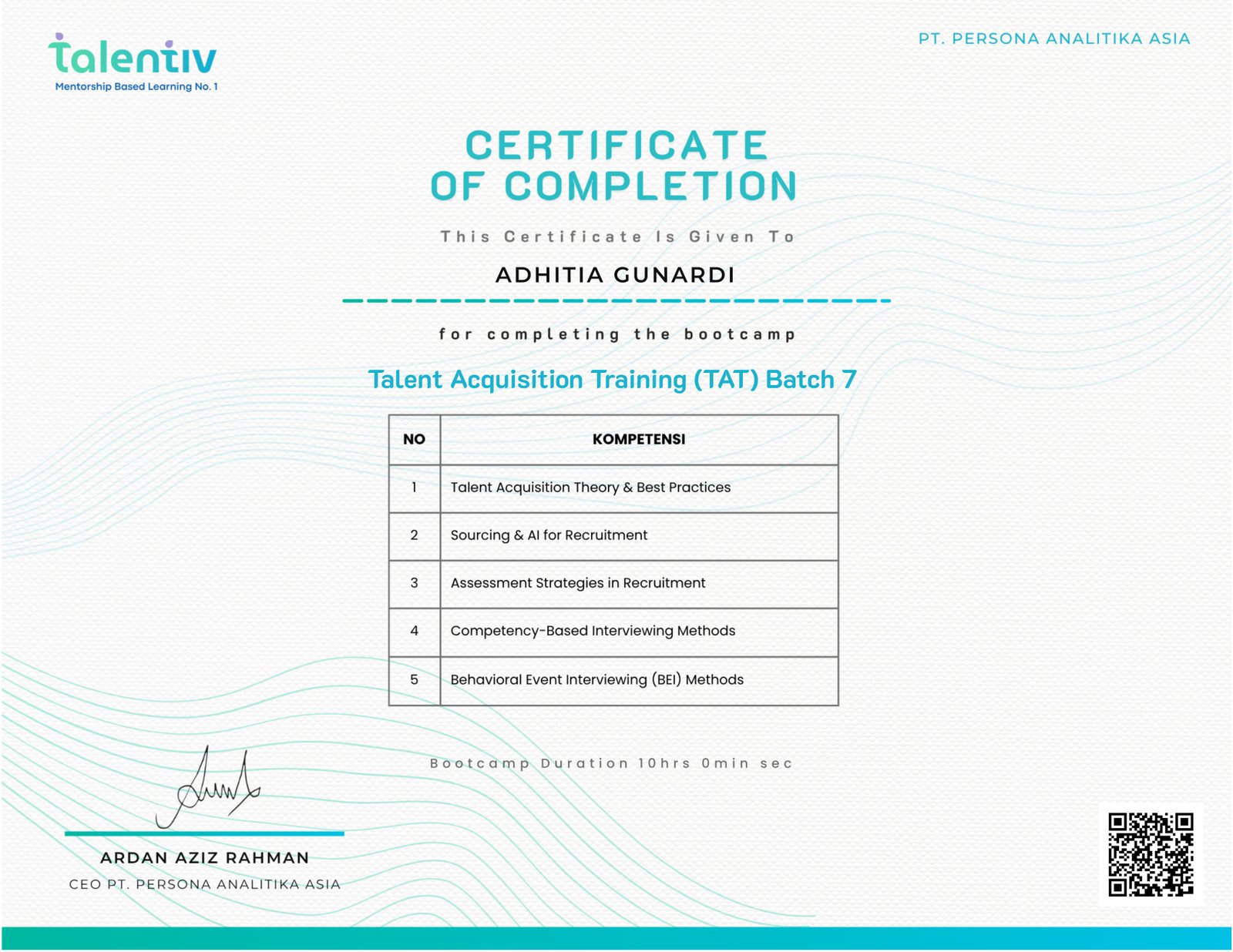 Talent Acquisition Training (TAT) Batch 7