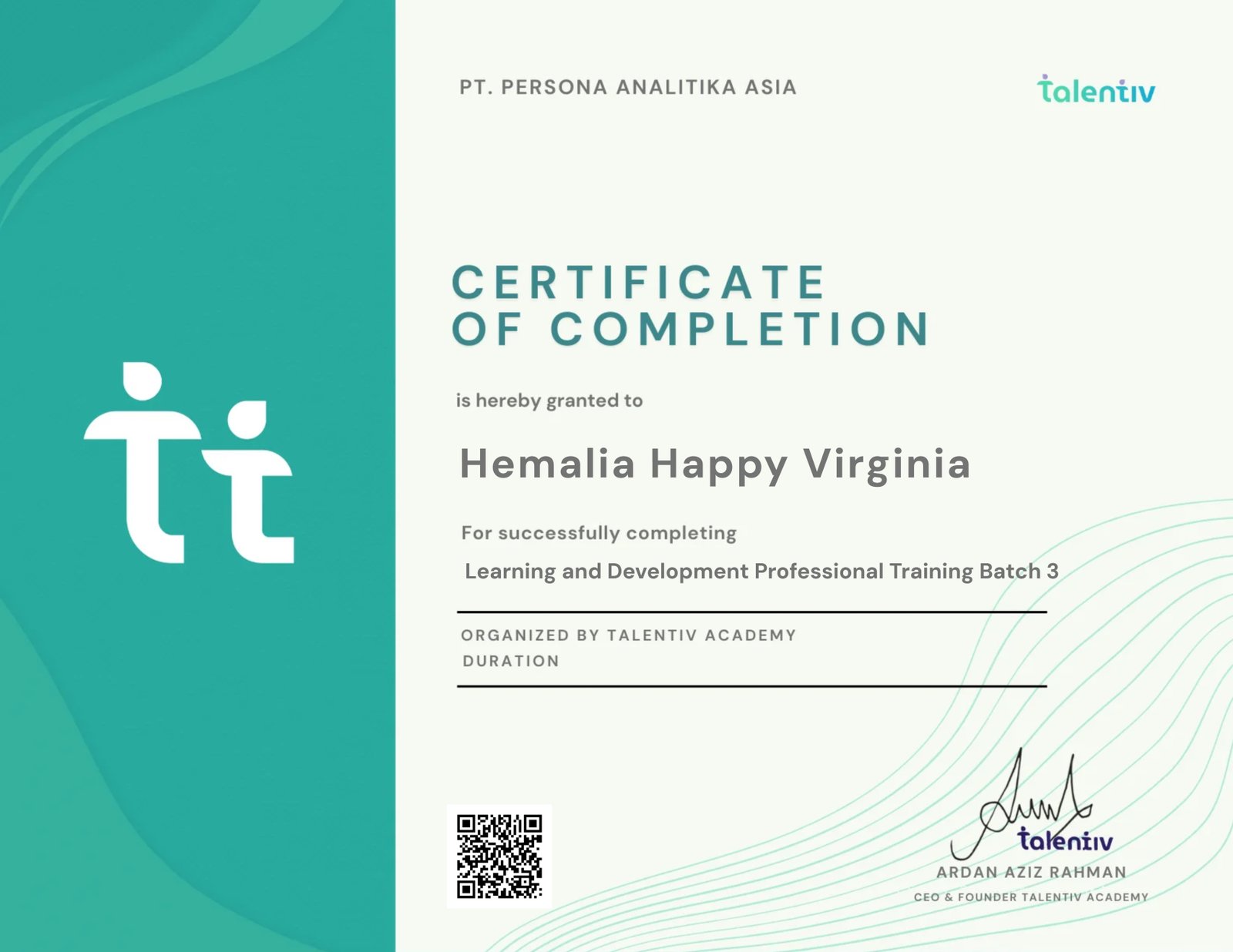 Learning and Development Professional Training Batch 3