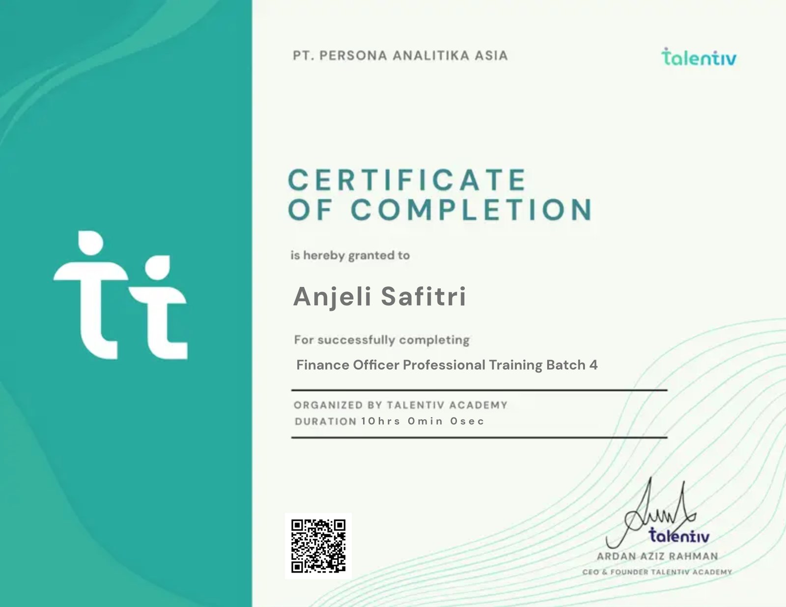 Finance Officer Professional Training Batch 4