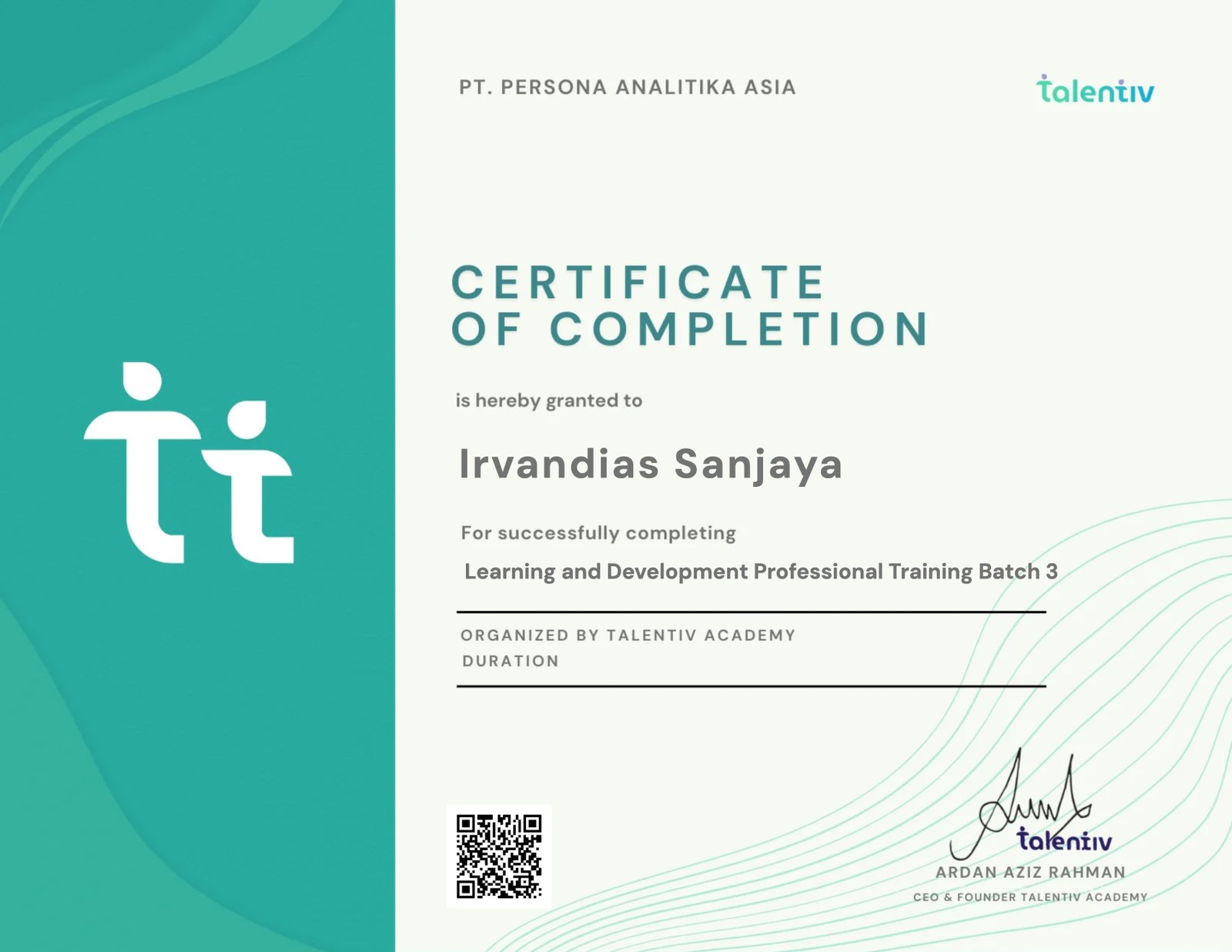 Learning and Development Professional Training Batch 3