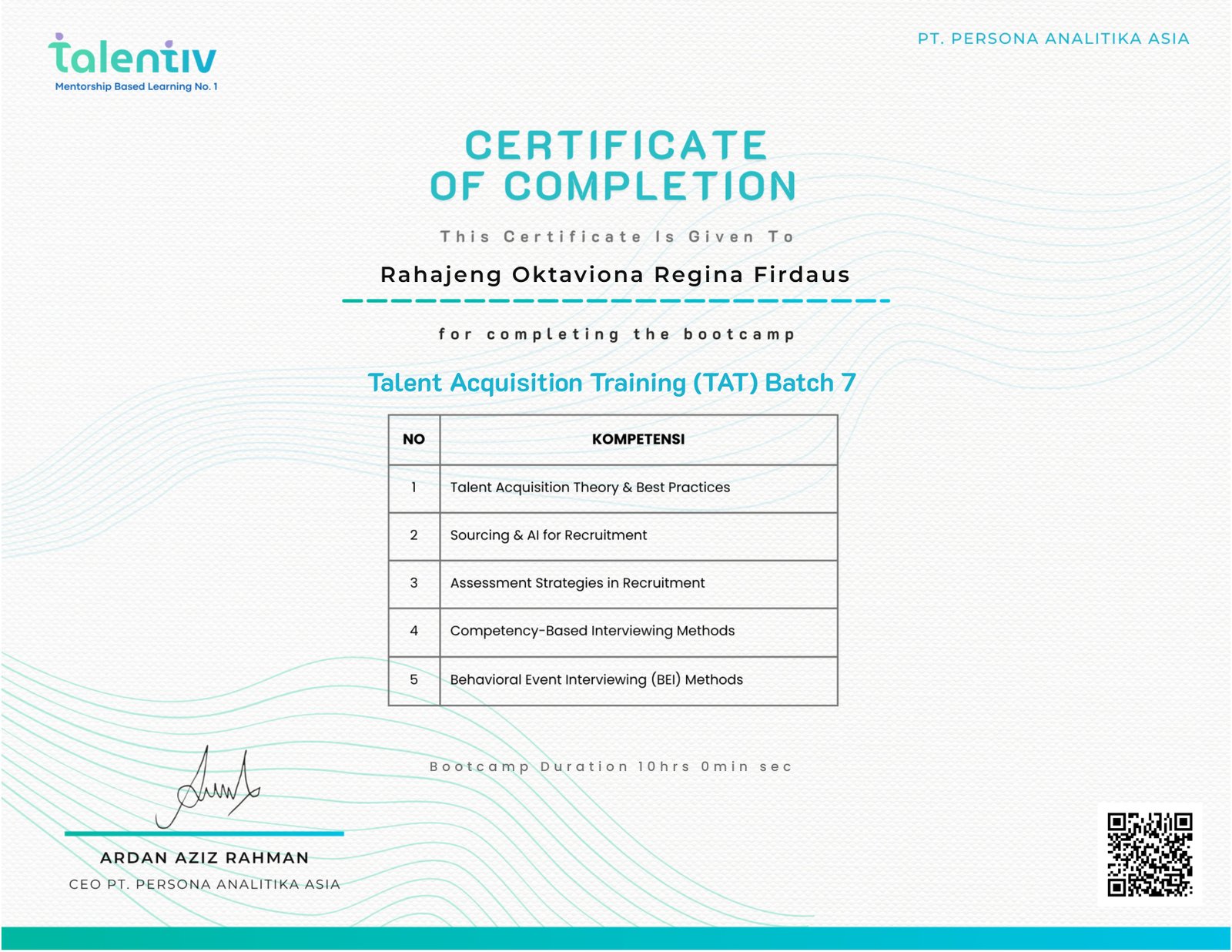 Talent Acquisition Training (TAT) Batch 7