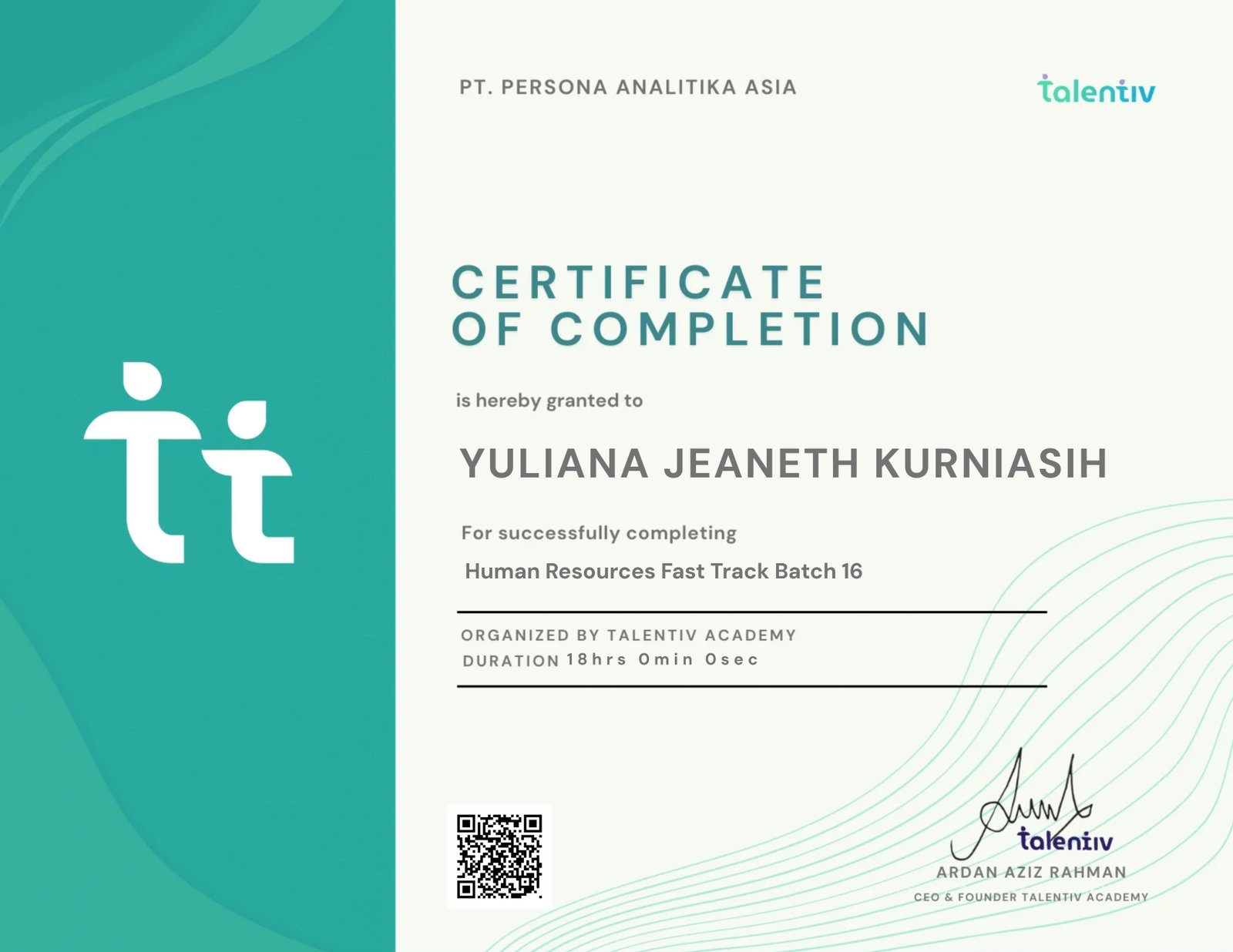 Human Resources Fast Track Batch 16