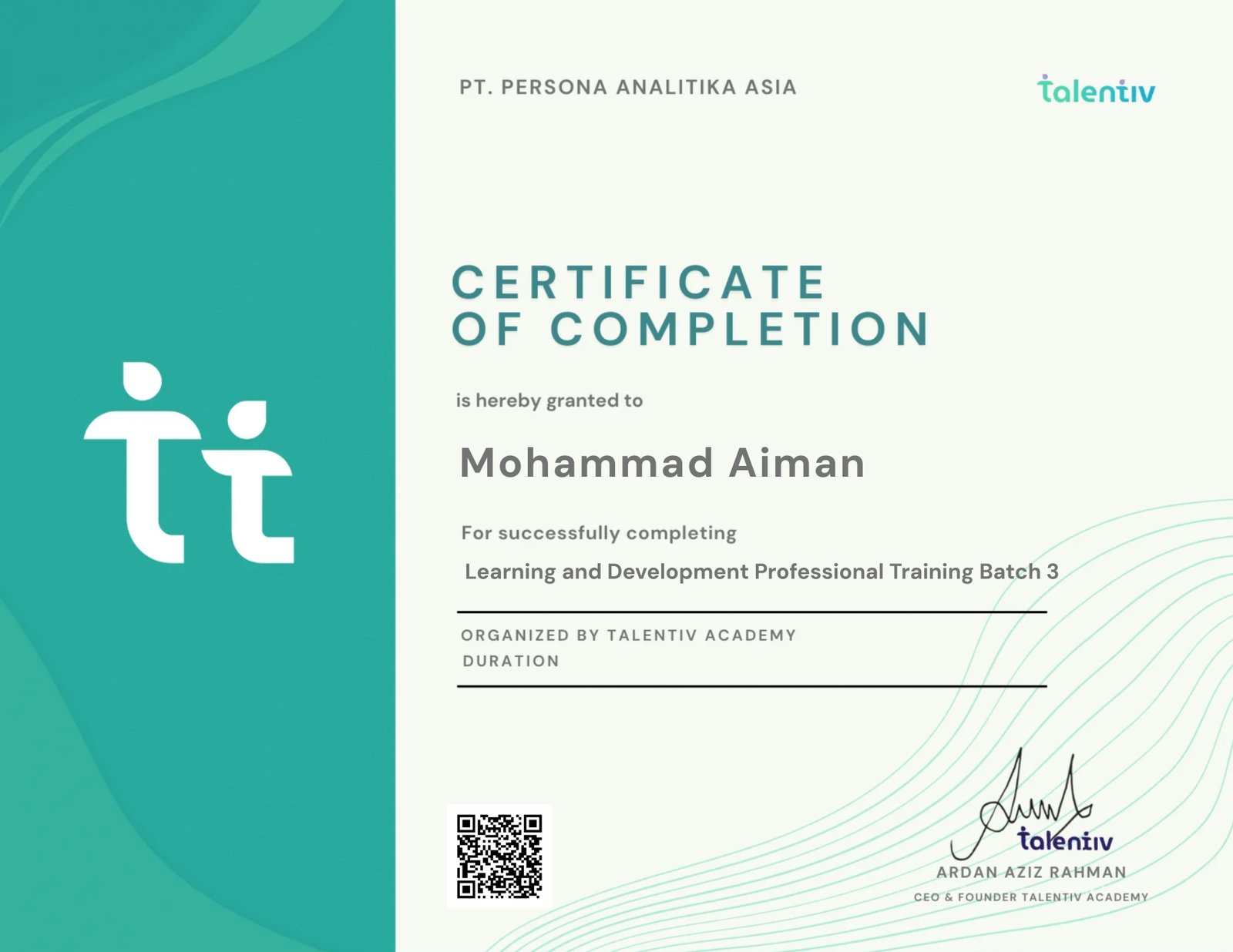 Learning and Development Professional Training Batch 3