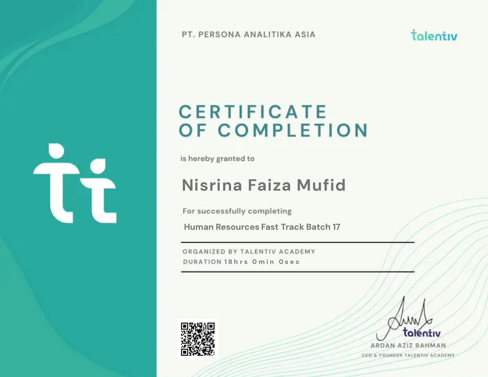 Human Resources Fast Track Batch 17